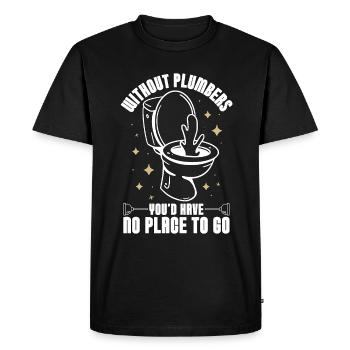 Plombier sans plombiers Outil Tuyau Route Plombier - T-shirt Premium bio Homme - noir - Devant - Nico (187cm)