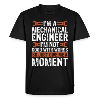 Je suis ingénieur en mécanique, je ne suis pas bon mécanicien - T-shirt Premium bio Homme - noir - Devant - Nico (187cm)