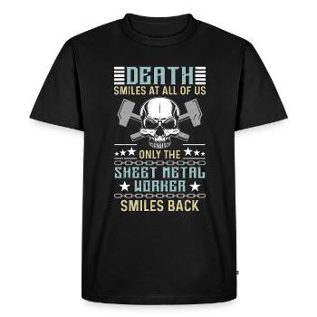 Sheet Metal Worker Death Smiles At All Of Mechanic - Men's Premium Organic T-Shirt - black - Front - Nico (187cm)