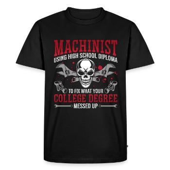 Machiniste utilisant un opérateur de tour de diplôme d’études secondaires - T-shirt Premium bio Homme - noir - Devant - Nico (187cm)