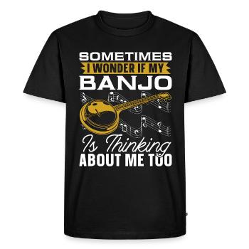 Banjo Parfois, je me demande si mon instrument de musique - T-shirt Premium bio Homme - noir - Devant - Nico (187cm)