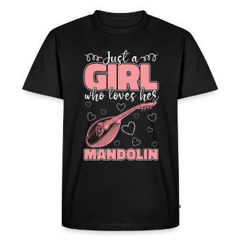 Mandoline Just Girl Who Loves Musical Instrument - T-shirt Premium bio Homme - noir - Devant - Nico (187cm)