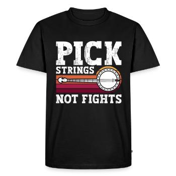 Banjo Pick Strings Not Fights Instrument de Musique - T-shirt Premium bio Homme - noir - Devant - Nico (187cm)