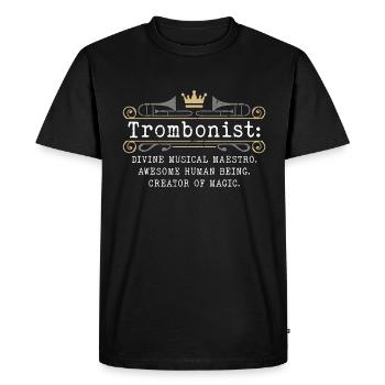 Trombone Tromboniste Divin Instrument de Musique Instrument à Vent - T-shirt Premium bio Homme - noir - Devant - Nico (187cm)