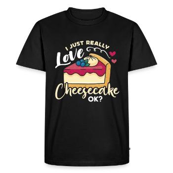 Cheesecake J’adore vraiment les desserts sucrés - T-shirt Premium bio Homme - noir - Devant - Nico (187cm)