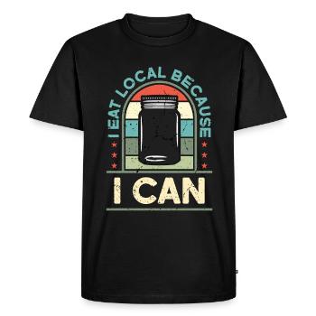 Mise en conserve Je mange local parce que je peux conserver la conserve - T-shirt Premium bio Homme - noir - Devant - Nico (187cm)