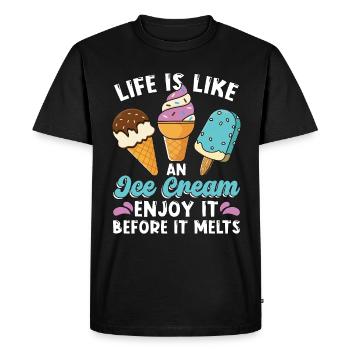 Ice Cream Life Is Like An Ice Cream Frozen Fruit - Men's Premium Organic T-Shirt - black - Front - Nico (187cm)