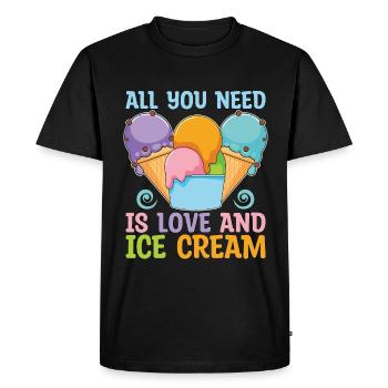 Ice Cream All You Need Is Love Frozen Sweet Ice - Men's Premium Organic T-Shirt - black - Front - Nico (187cm)