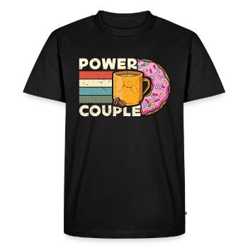 Coffee & Doughnuts Power Couple Retro Coffee Lover - Men's Premium Organic T-Shirt - black - Front - Nico (187cm)