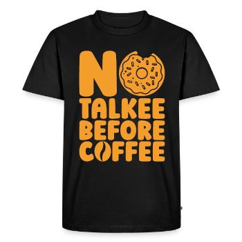 Café et beignets Pas de bavardage avant les beignets au café - T-shirt Premium bio Homme - noir - Devant - Nico (187cm)