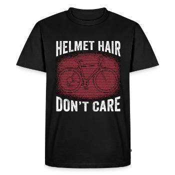 Bicycle Helmet Hair Don't Care Road Bike Cyclist - Men's Premium Organic T-Shirt - black - Front - Nico (187cm)