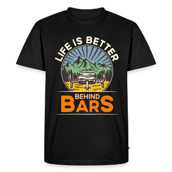 La vie à vélo est meilleure derrière les barreaux Cycliste à vélo - T-shirt Premium bio Homme - noir - Devant - Nico (187cm)