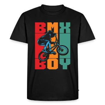 BMX Racing BMX Boy Retro Loves Bicyclette Cyclist - Men's Premium Organic T-Shirt - black - Front - Nico (187cm)