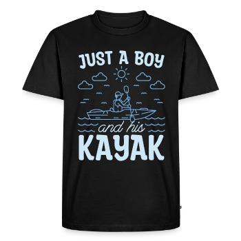 Kayaking Just A Boy And His Canoeing Kayak Lover - Men's Premium Organic T-Shirt - black - Front - Nico (187cm)