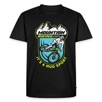 Le VTT c’est un cycliste de course de sport de boue - T-shirt Premium bio Homme - noir - Devant - Nico (187cm)