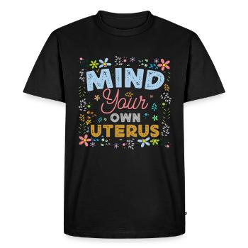 Utérus Flowers Autonomisation féministe - T-shirt Premium bio Homme - noir - Devant - Nico (187cm)