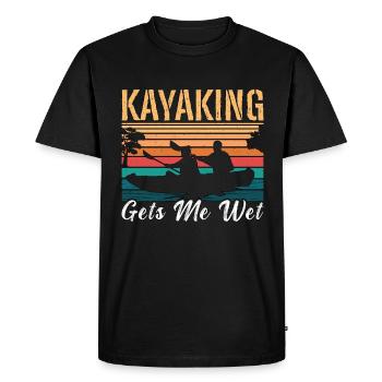 Kayaking Gets Me Wet Retro Paddle Boat Kayak Lover - Men's Premium Organic T-Shirt - black - Front - Nico (187cm)