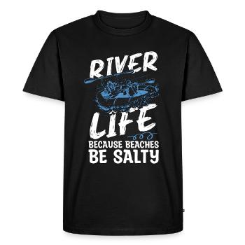 Rafting River Life Because Beaches Kayak Paddling - Men's Premium Organic T-Shirt - black - Front - Nico (187cm)