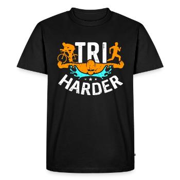 Triathlon Tri Harder Swimmer Competition Training - Men's Premium Organic T-Shirt - black - Front - Nico (187cm)