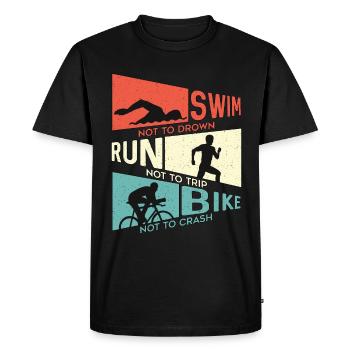 Triathlon Swim Not To Drown Run Competition Race - Men's Premium Organic T-Shirt - black - Front - Nico (187cm)