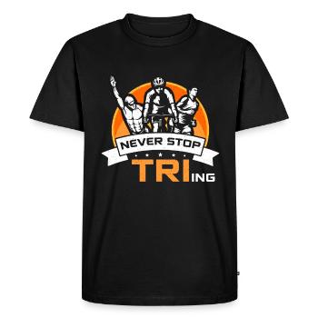 Triathlon Never Stop Tri-ing Entraînement Compétition - T-shirt Premium bio Homme - noir - Devant - Nico (187cm)