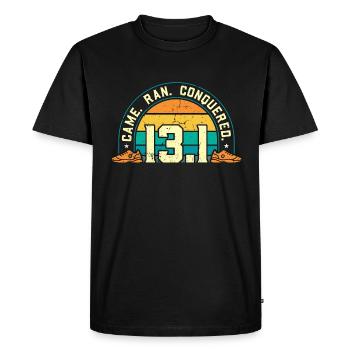 Semi-marathon 13.1 Came Run Retro Track and Field - T-shirt Premium bio Homme - noir - Devant - Nico (187cm)