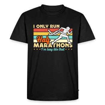 Semi-marathon Je ne cours que des semi-marathons Retro Race - T-shirt Premium bio Homme - noir - Devant - Nico (187cm)