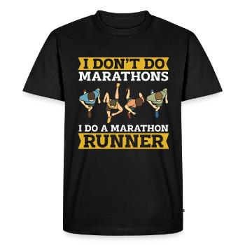 Semi-marathon Je ne fais pas de marathons d’athlétisme - T-shirt Premium bio Homme - noir - Devant - Nico (187cm)