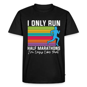 Semi-marathon Je ne cours que des semi-marathons athlétiques - T-shirt Premium bio Homme - noir - Devant - Nico (187cm)