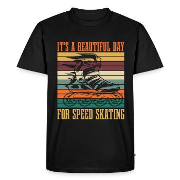 Le patinage de vitesse est une belle journée pour le patinage rétro - T-shirt Premium bio Homme - noir - Devant - Nico (187cm)