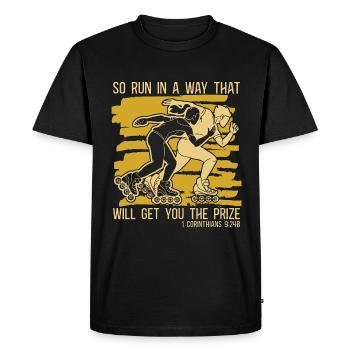 Speed Skating So Run In A Way That Loves Skating - Männer Premium Bio T-Shirt - Schwarz - Vorne - Nico (187cm)