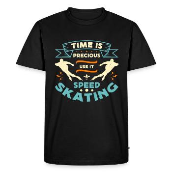 Speed Skating Time Is Precious Use It Short Track - Men's Premium Organic T-Shirt - black - Front - Nico (187cm)