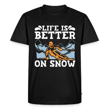 La vie en ski de fond est meilleure sur le ski de neige - T-shirt Premium bio Homme - noir - Devant - Nico (187cm)