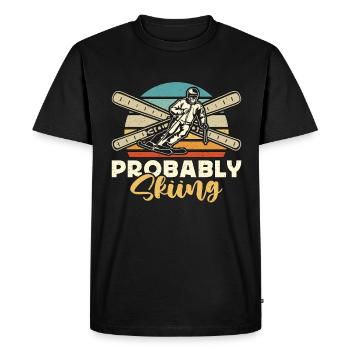 Ski de fond probablement Ski rétro skis - T-shirt Premium bio Homme - noir - Devant - Nico (187cm)