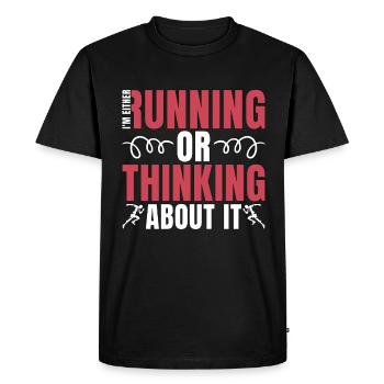 Course de cross-country Je cours ou je cours - T-shirt Premium bio Homme - noir - Devant - Nico (187cm)