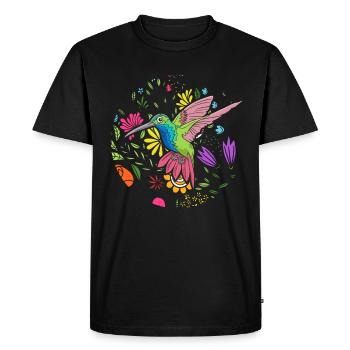 Fleur d’oiseau colorée Femmes Observation des oiseaux - T-shirt Premium bio Homme - noir - Devant - Nico (187cm)