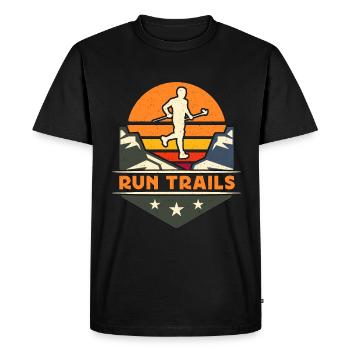 Trail Running Run Trails Retro Marathoner Training - T-shirt Premium bio Homme - noir - Devant - Nico (187cm)