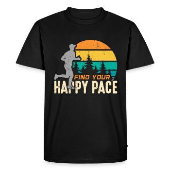 Trail Running Trouvez votre rythme heureux Retro Running - T-shirt Premium bio Homme - noir - Devant - Nico (187cm)