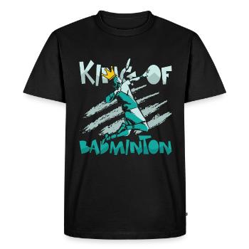 Le roi du badminton aime les sports de raquette - T-shirt Premium bio Homme - noir - Devant - Nico (187cm)