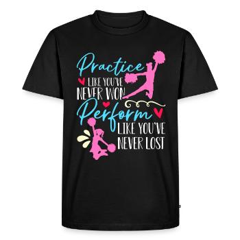 Pratique du cheerleading comme vous n’avez jamais applaudi - T-shirt Premium bio Homme - noir - Devant - Nico (187cm)