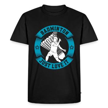 Badminton Just Love It Shuttlecock Racquet Sport - Men's Premium Organic T-Shirt - black - Front - Nico (187cm)