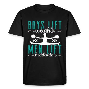 Cheerleading Boys Lift Weights Men Lift Cheering - Men's Premium Organic T-Shirt - black - Front - Nico (187cm)
