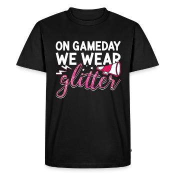 Cheerleading le jour du match, nous portons des paillettes d’encouragement - T-shirt Premium bio Homme - noir - Devant - Nico (187cm)