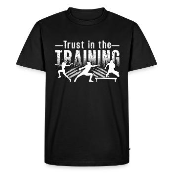 Athlétisme Confiance dans la course Training Runner - T-shirt Premium bio Homme - noir - Devant - Nico (187cm)