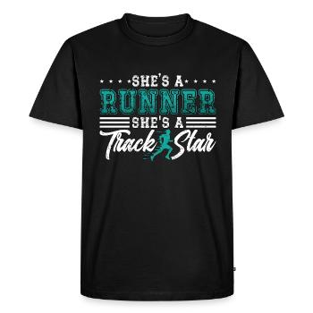 Track And Field She's A Runner She's Athletic - Men's Premium Organic T-Shirt - black - Front - Nico (187cm)