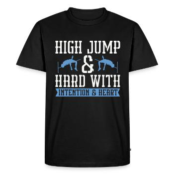 Jump High & Hard With Intention Running High Jump - Men's Premium Organic T-Shirt - black - Front - Nico (187cm)