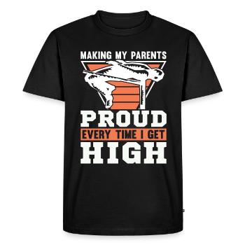 Le saut en hauteur rend les parents fiers à chaque fois qu’ils sautent - T-shirt Premium bio Homme - noir - Devant - Nico (187cm)