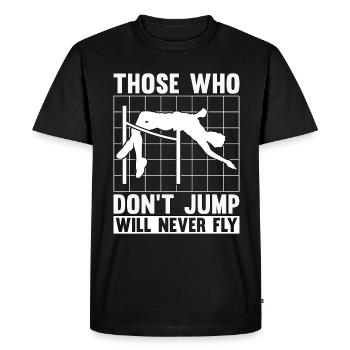 Saut en hauteur Ceux qui ne sautent pas sauteront à la perche - T-shirt Premium bio Homme - noir - Devant - Nico (187cm)