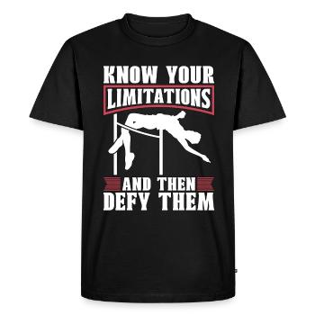 Saut en hauteur Connaissez vos limites et saut en longueur - T-shirt Premium bio Homme - noir - Devant - Nico (187cm)