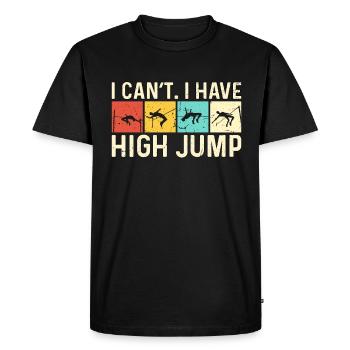 Saut en hauteur Je ne peux pas J’ai un haut Rétro Aime sauter - T-shirt Premium bio Homme - noir - Devant - Nico (187cm)